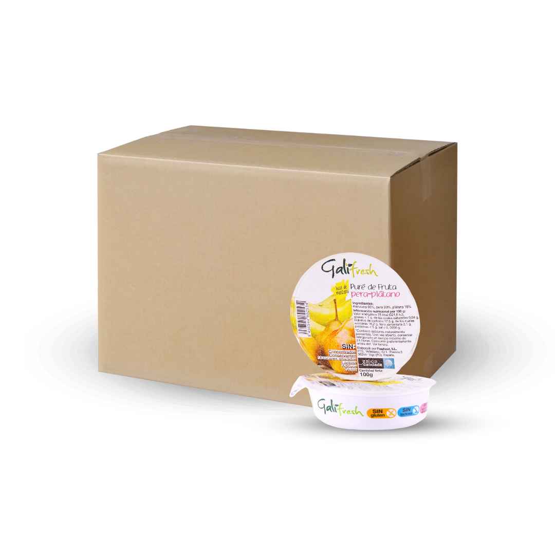 Caja de Puré de fruta Plátano y Pera 36 uds 100g GaliFresh