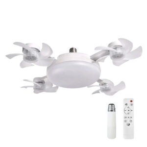 Lámpara LED 60W con 4 Mini Ventiladores y Control Remoto - Iluminación y Ventilación